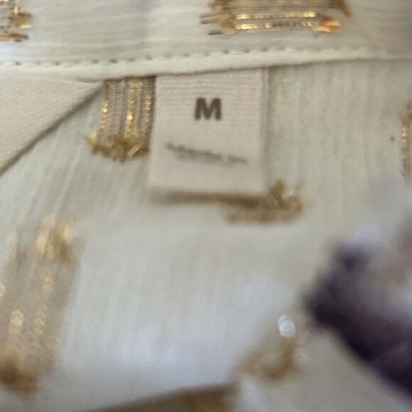 Soft Surroundings Floral Tunic Top Metallic Ruffles Tassels Boho Size Medium - Picture 16 of 16